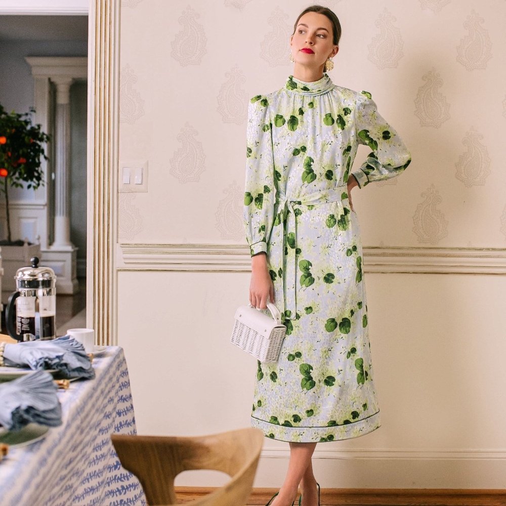 Tuckernuck Hydrangea Satin Faven Maxi Dress M - Picture 2 of 12